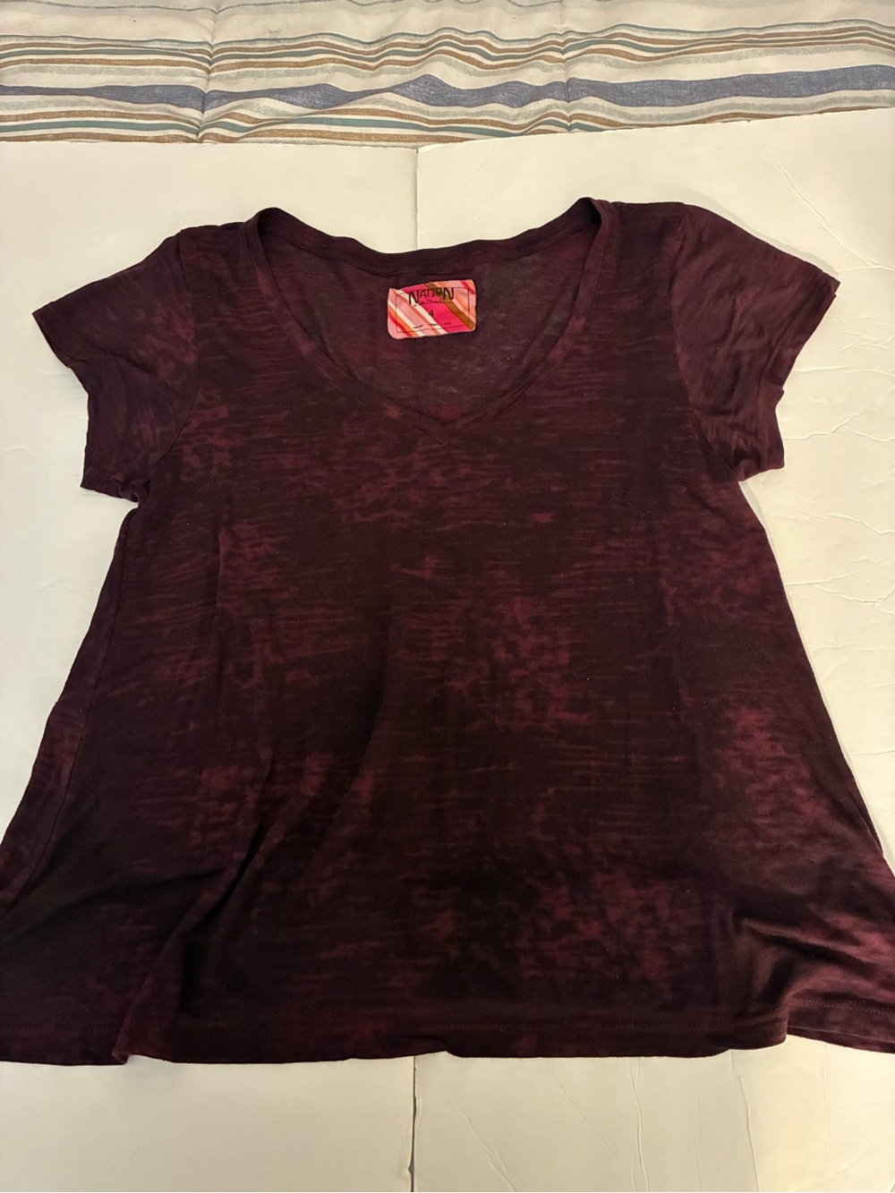 Nation/Jen Menchaca Women Burnout Maroon T-shirt Made USA 4-L Grunge Goth Witchy